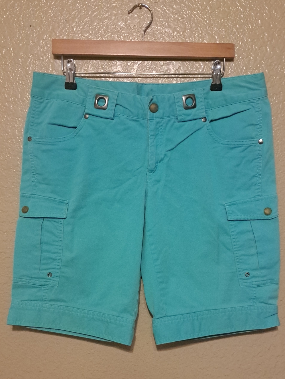 Athleta Teal Cargo Bermuda Shorts